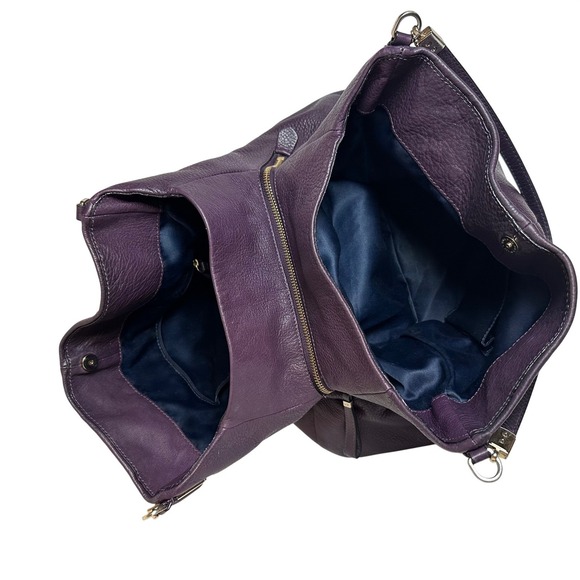 Coach Madison Phoebe Purple Pebbled Leather 3 Compartment Silver Hardware - Picture 5 of 12